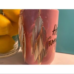 Golden Falling Leaf Light weight Drop Earrings